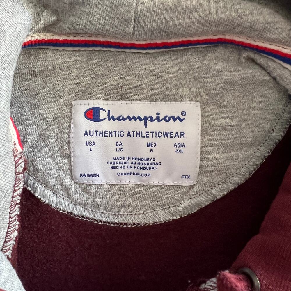 Champion Reverse Weave Hoodie Burgundy Men’s Large Pullover - Picture 7 of 12